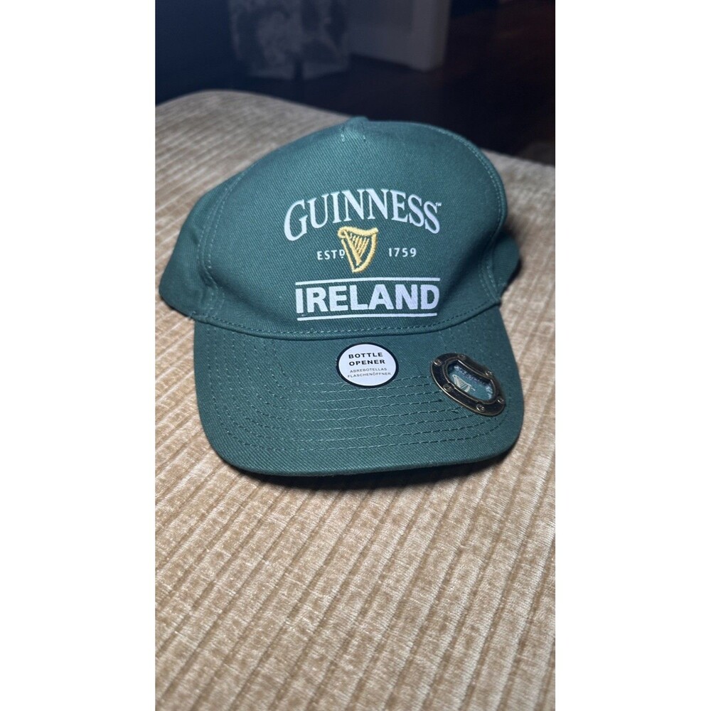 NEW Guinness Black 1759 Strap Back Baseball Cap with Bottle Opener in Hat Brim